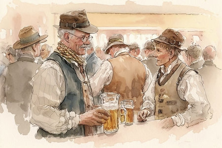 Oktoberfest drawing with bit of watercolor.の素材