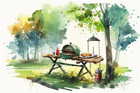 Nature landscape with garden public park camping.の素材