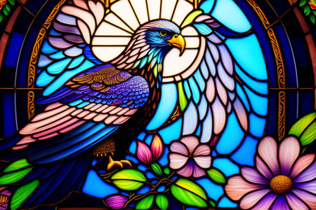 cyberpunk eagle stained glass windowの素材
