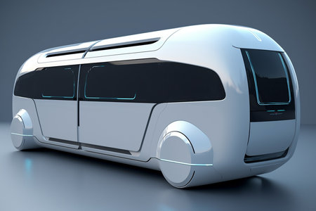 White modern automated vehicle, small, futuristic.の素材
