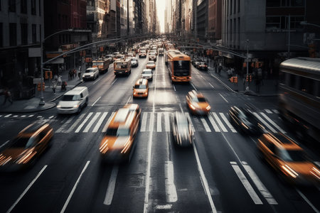 High-speed car traffic on the roads of New York.の素材
