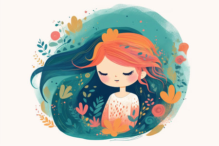 Cute Mermaid, cute boho minimalistic illustrations.の素材