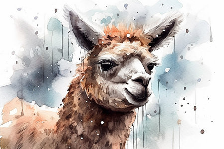 Cute alpaca dark horse comic style.の素材
