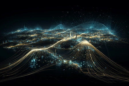 Internet connections all over planet.の素材