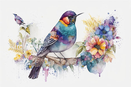 Colorful wildbird flowers, white background.の素材