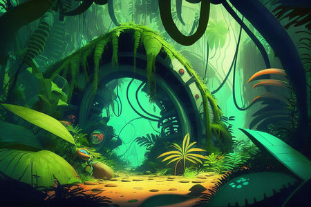 Dark twisted reality, futuristic jungle.の素材