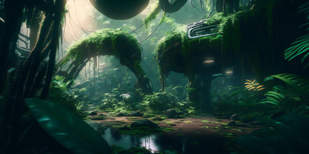 Dark twisted reality, futuristic jungle.の素材