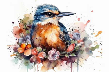 Colorful wildbird flowers, white background.の素材
