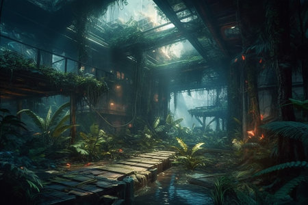 Dark twisted reality, futuristic jungle.の素材
