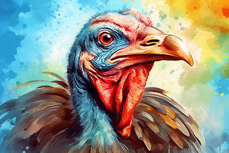 Happy cute turkey dark horse comic style.の素材
