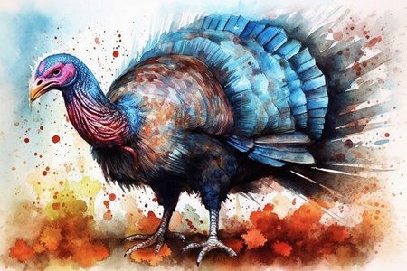 Happy cute turkey dark horse comic style.の素材