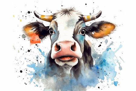 Happy cute cow dark horse comic style.の素材