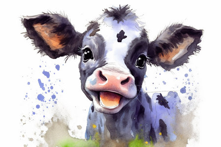 Happy cute cow dark horse comic style.の素材