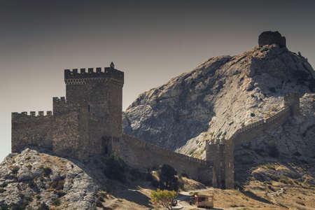 Ancient Genoese fortress impregnable on the southern coast of the Crimean Peninsula in the background of the Black Seaのeditorial素材