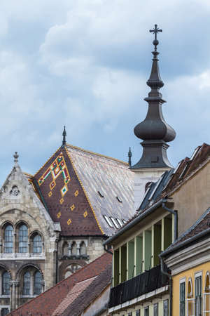 Matthias Church is a Roman Catholic church in the Romanesque style, located in Budapest, Hungary, in front of Fishermanの写真素材