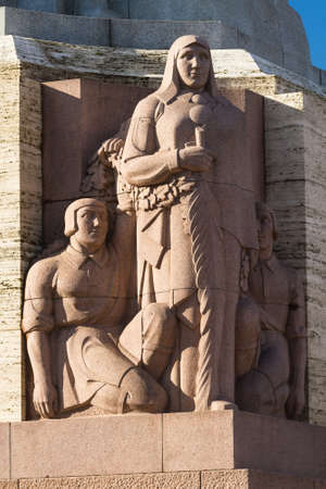 Sculptural composition on the basis of Stella Freedom Monument in Riga, Latvia a bright sunny dayの写真素材