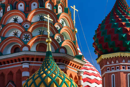 Multi-colored domes of the main Orthodox church in Moscow - St. Basil