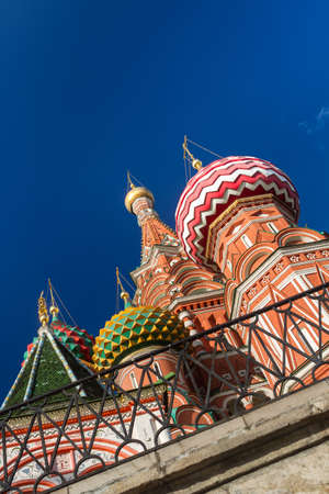 Multi-colored domes of the main Orthodox church in Moscow - St. Basilの写真素材