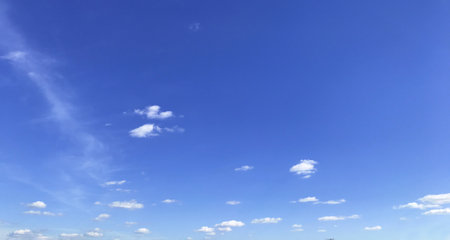 A clear sky on a sunny spring day. The first warm days after winter.の写真素材