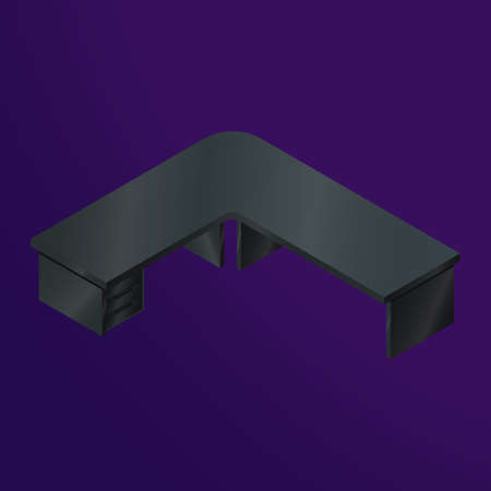 Dark angular table with a bedside table in isometric view. Drawing in 3Dのイラスト素材
