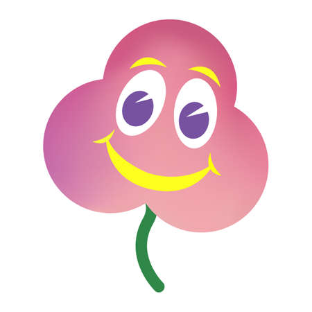 A pinkish smiling flower with eyes on a green stem. Illustration for childrenのイラスト素材
