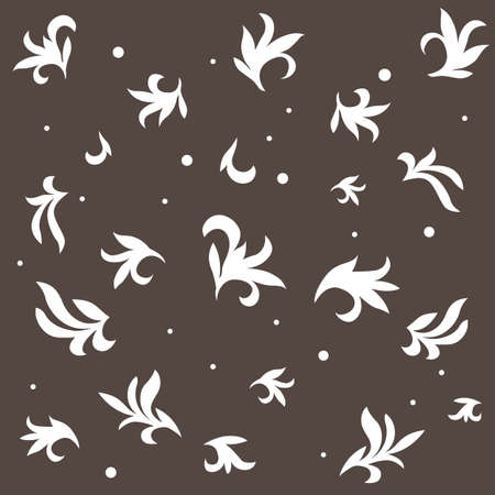 Pattern with vintage white leaves on gray backgroundのイラスト素材