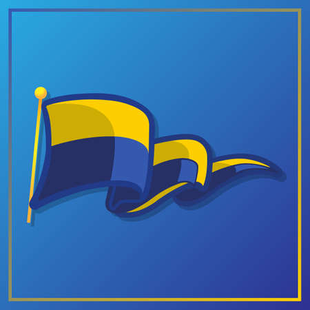 Yellow-blue flag. A simple icon of a flag waving in the wind. Minimalistic flag of Ukraineのイラスト素材