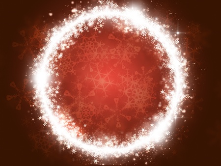 red abstract circle background of snpwflake lightsの写真素材