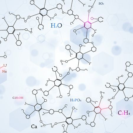 abstract technology and science background with chemistry elementsの写真素材