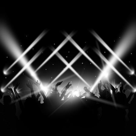 music dance party background with dancing crowdの写真素材