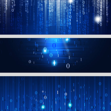 abstract binary code numbers concept technology blue bannersの写真素材