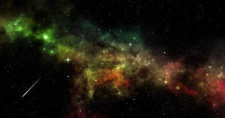 imaginary deep space multicolor nebula stars and planets