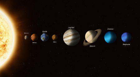 the big family of solar system planets with a sun in the head
Elements of this image furnished
