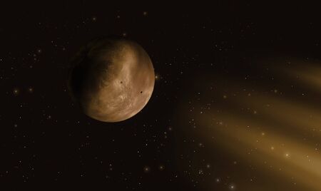 deep space illustration of an abstract planet in space