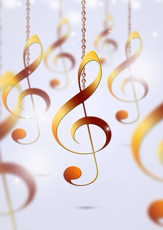 abstract bright background with golden music notesの写真素材