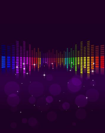 abstract multicolor music equalizer background with stars and blursの写真素材