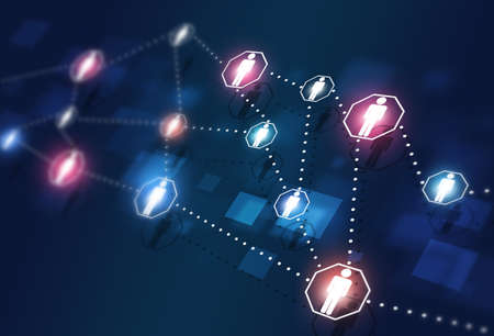 abstract global people connections concept blue technology background