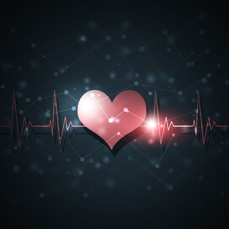 heart pulsating rhythm graph abstract dark backgroundの写真素材