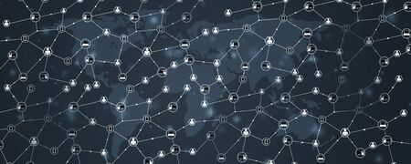 global web connections concept technology communication blue banner