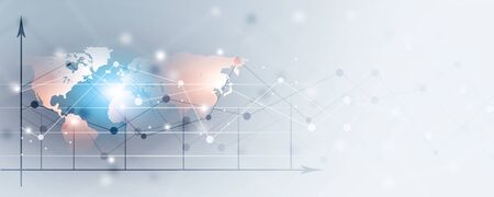 finance market diagram on world map business bannerの写真素材