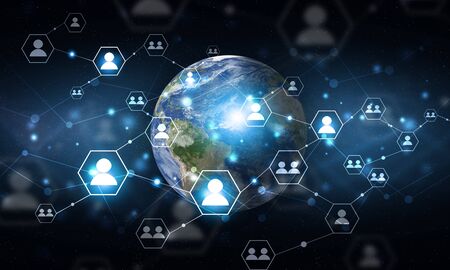 web connections concept technology communication space backgroundの写真素材