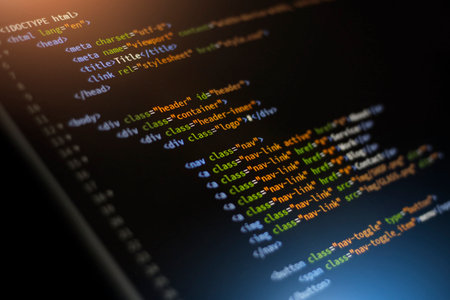 html programming language for webpage digital coding backgroundの写真素材