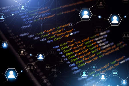 html programming web coding language for website front-end. mix media background