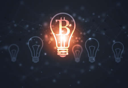 crypto currency smart contract bitcoin block chain illustration backgroundの写真素材