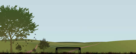 wood of autumn trees. autumn landscape view on forest and mountains. nature bannerの写真素材