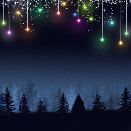 winter magic forest background with trees and snow. christmas holiday backgroundの写真素材