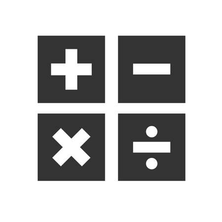 Calculator icon. Simple flat logo of calculator isolated on white background. Vector illustration.のイラスト素材