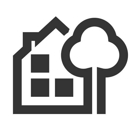 House with a tree icon isolated on a white background. Vector illustration.のイラスト素材