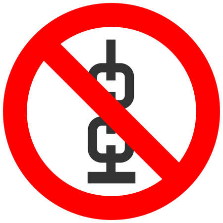 Prohibition sign with chain icon isolated on white background. Using chain is forbidden vector illustration. Chain is not allowed image. Chains are banned.のイラスト素材