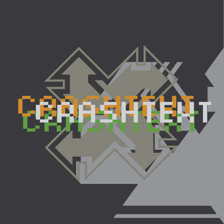 Vector design lettering in hi-tech draft style. Industrial hi-tech vector illustration. Drafting badge. Typographic industrial design. Good for t-shirt print, banner.のイラスト素材